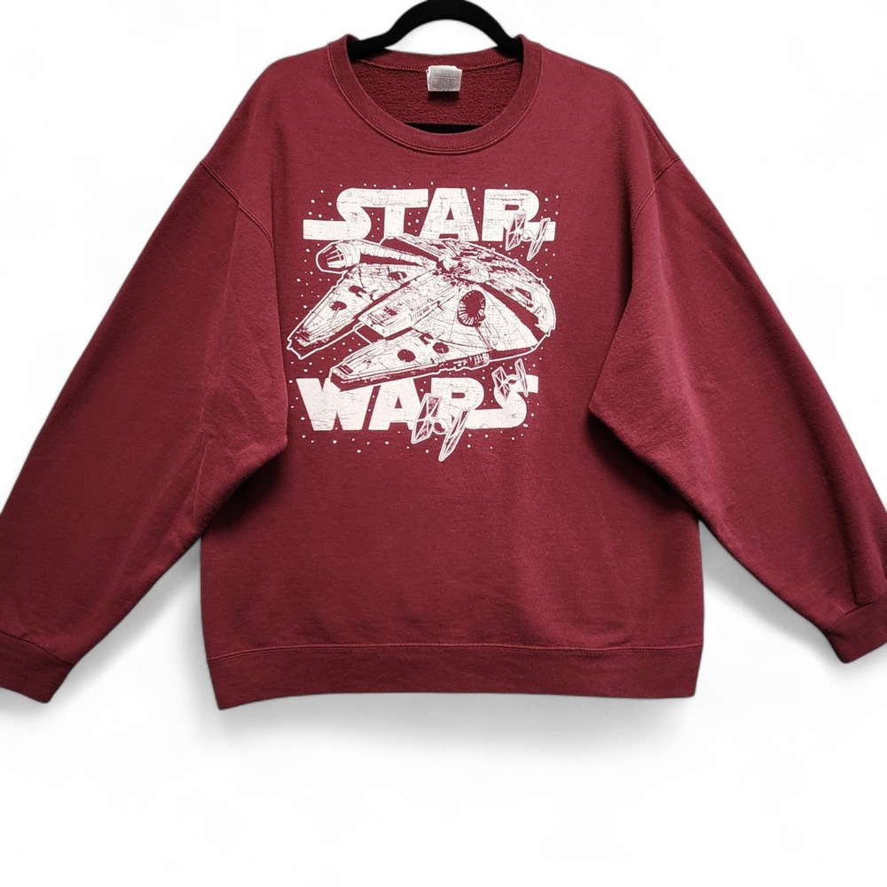 Vintage Star Wars Millennium Falcon Graphic Sweatshirt Mens L Jerzees‎ Tag Crew